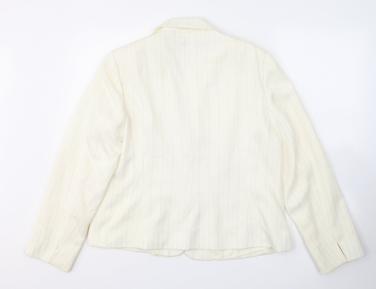 Vogue Womens Ivory Striped  Jacket Blazer Size 16  Button