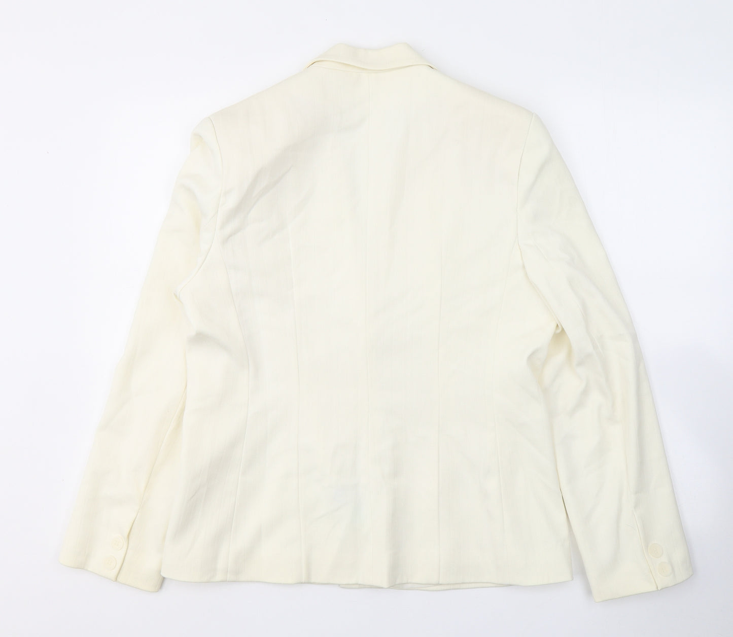 ELEGANCE Womens Ivory Striped Polyester Jacket Suit Jacket Size 14