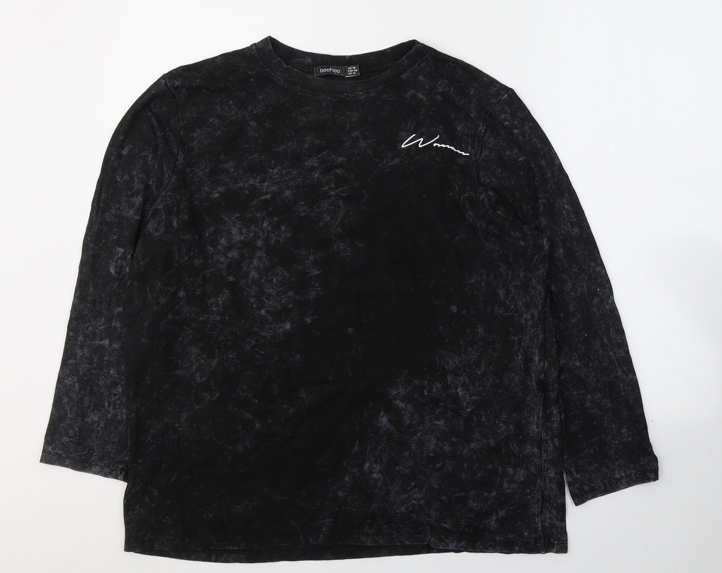 Boohoo Womens Black Paisley Cotton Pullover Sweatshirt Size 18  Pullover