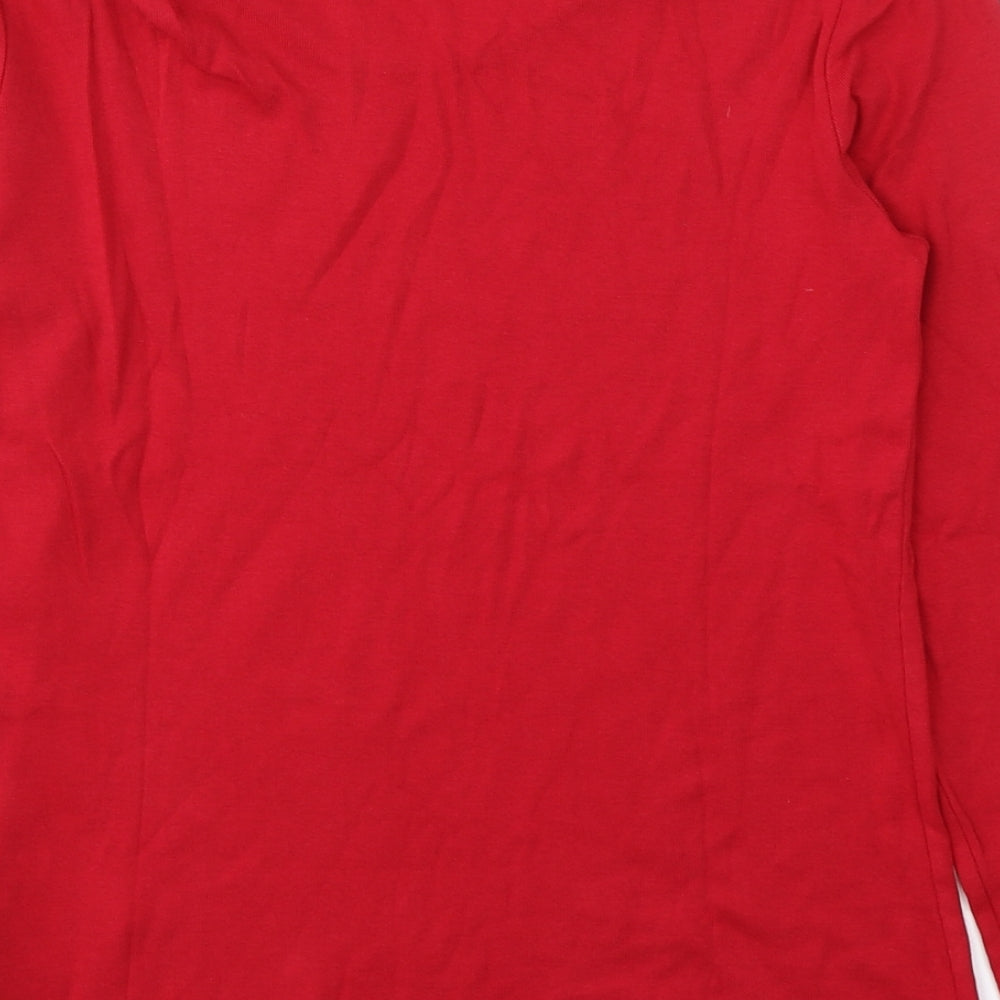 Olsen Womens Red  Cotton Basic Blouse Size 12 Round Neck