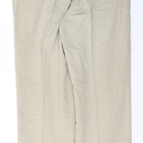 Dunnes Stores Mens Beige  Cotton Trousers  Size XL L33 in Regular Button