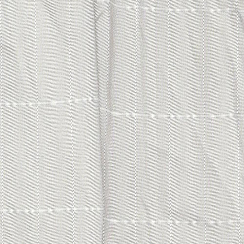 H&M Womens Grey Plaid Cotton Trousers  Size 10 L27 in Regular Button