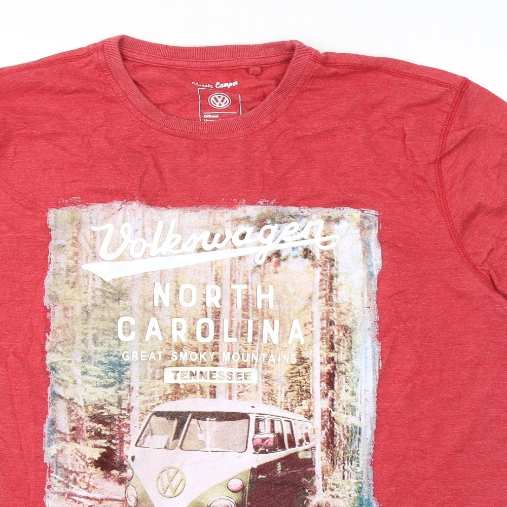 George Mens Red  Polyester  T-Shirt Size XL Round Neck  - Volkswagen