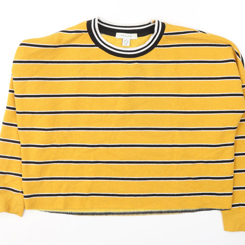 Primark Womens Yellow Striped Polyester Pullover Sweatshirt Size XS  Pullover