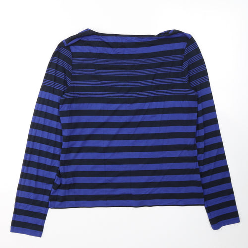 Betty Barclay Womens Blue Striped Viscose Basic Blouse Size 12 Round Neck