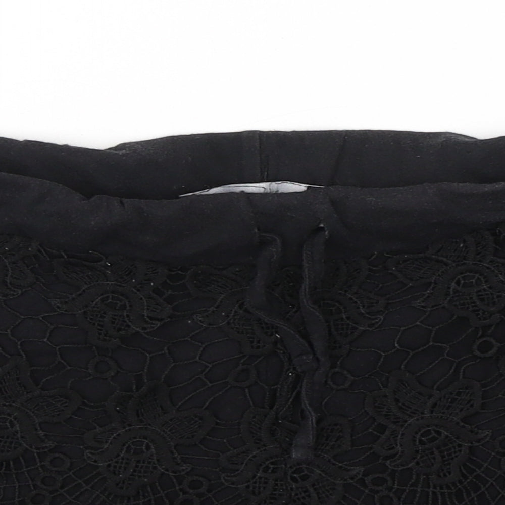 Atmosphere Womens Black Floral Cotton Hot Pants Shorts Size 10 L3 in Regular Drawstring