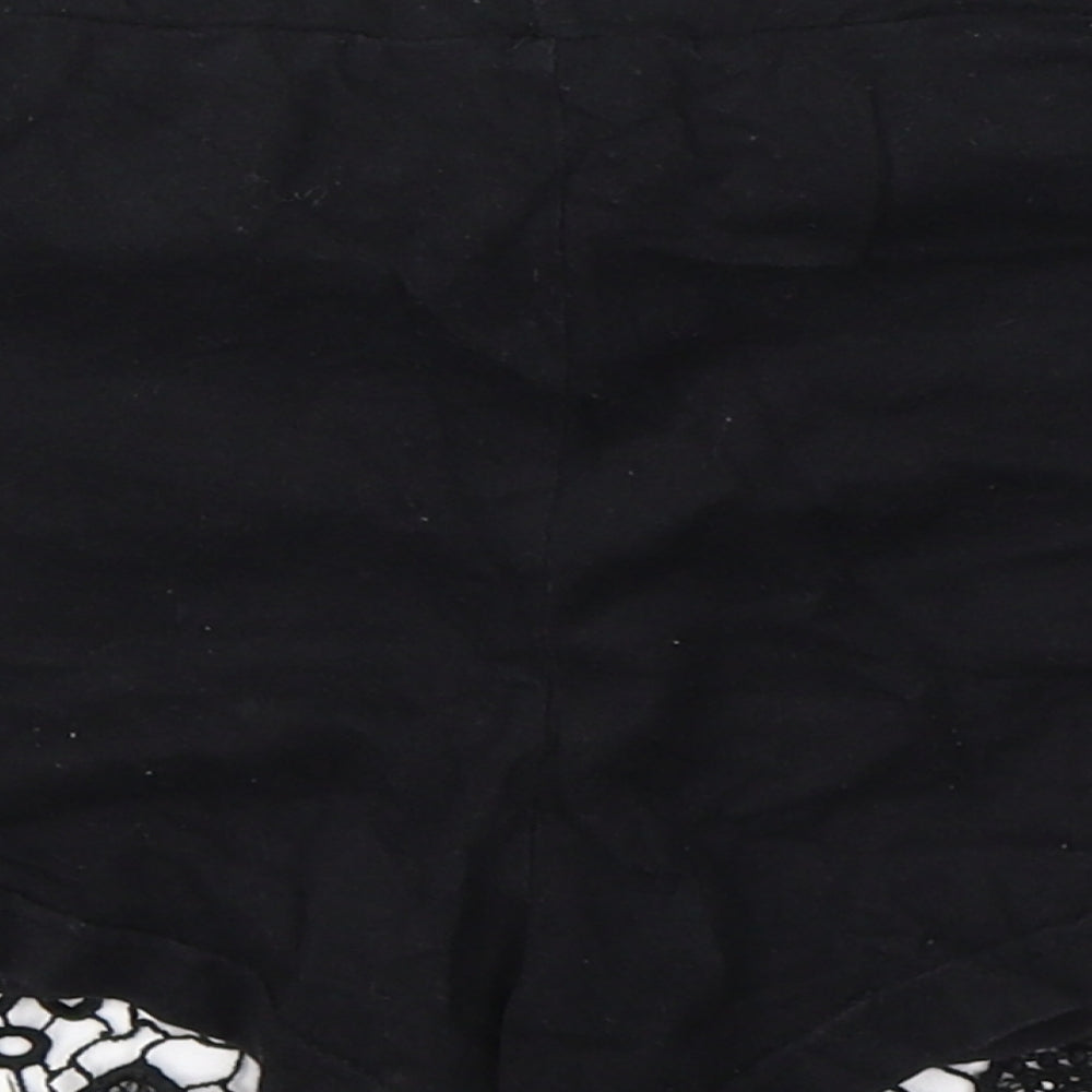 Atmosphere Womens Black Floral Cotton Hot Pants Shorts Size 10 L3 in Regular Drawstring