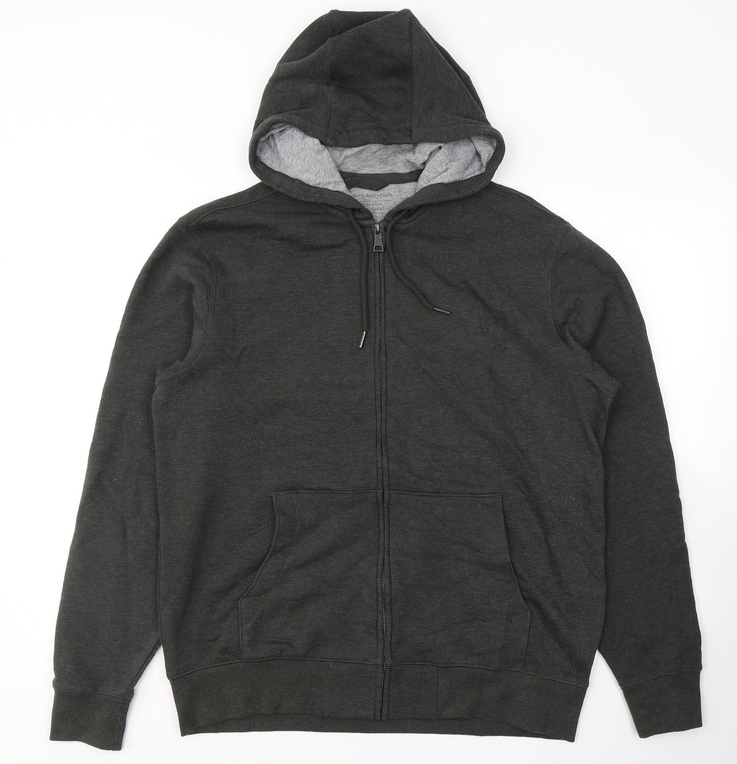 Marks and Spencer Mens Grey  Cotton Full Zip Hoodie Size L