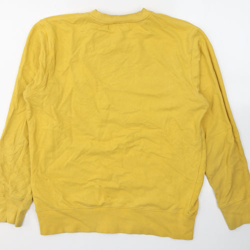 H&M Mens Yellow  Cotton Pullover Sweatshirt Size S