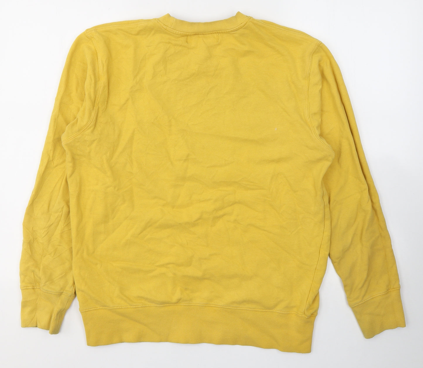 H&M Mens Yellow  Cotton Pullover Sweatshirt Size S
