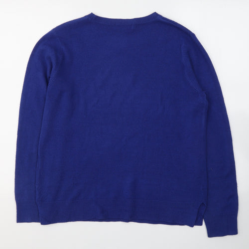 Marks and Spencer Womens Blue  Acrylic Basic Blouse Size 14 Round Neck