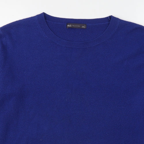 Marks and Spencer Womens Blue  Acrylic Basic Blouse Size 14 Round Neck