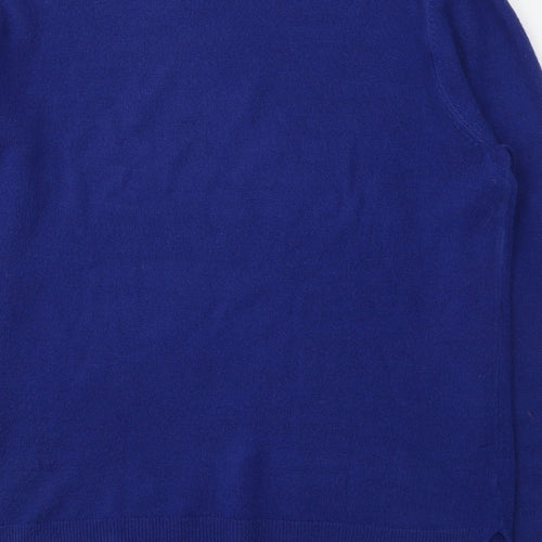 Marks and Spencer Womens Blue  Acrylic Basic Blouse Size 14 Round Neck