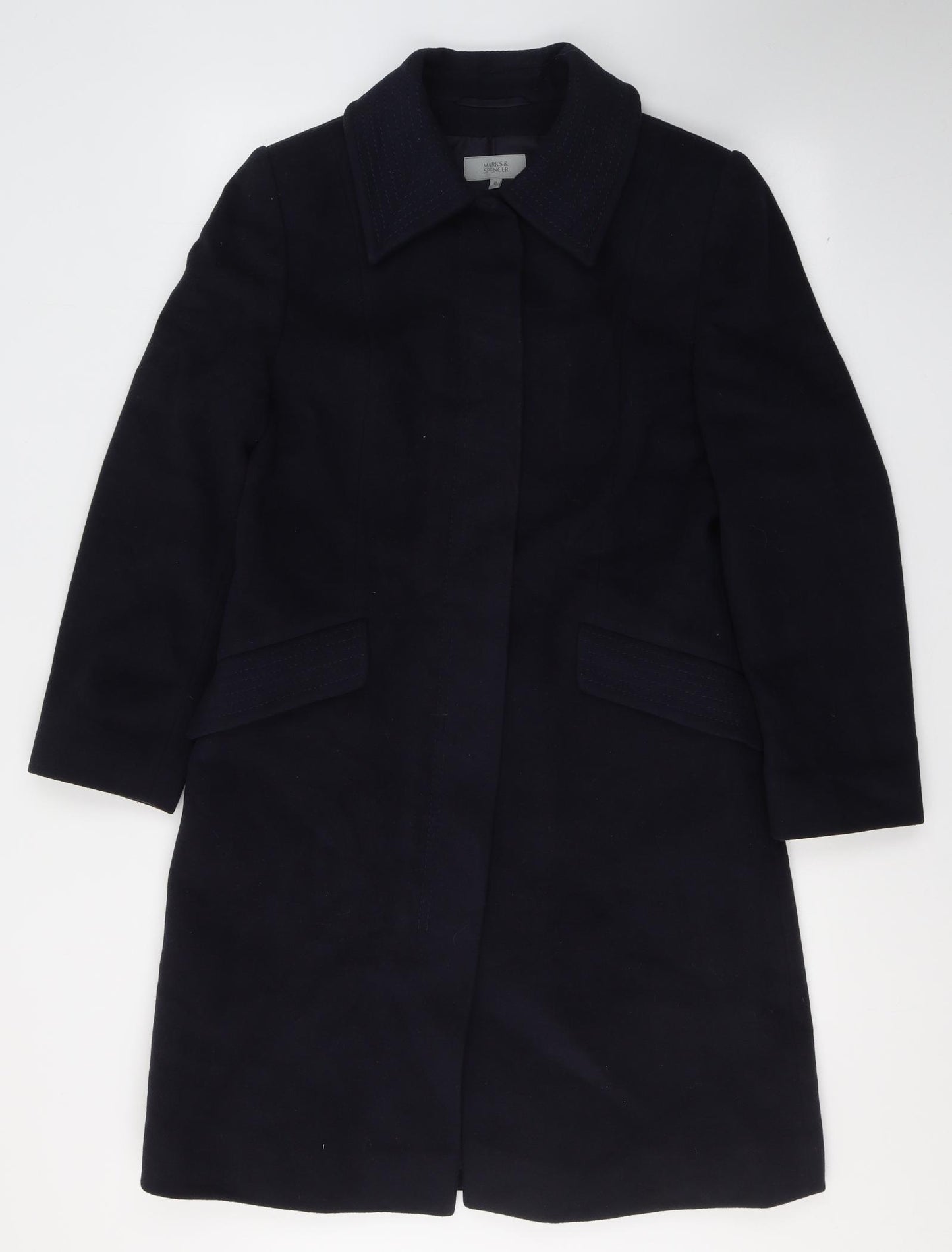 Marks and Spencer Womens Blue   Pea Coat Coat Size 10  Button