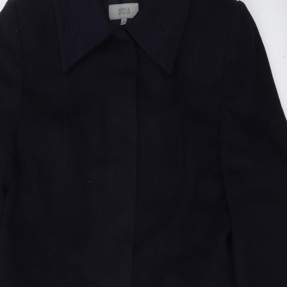Marks and Spencer Womens Blue   Pea Coat Coat Size 10  Button