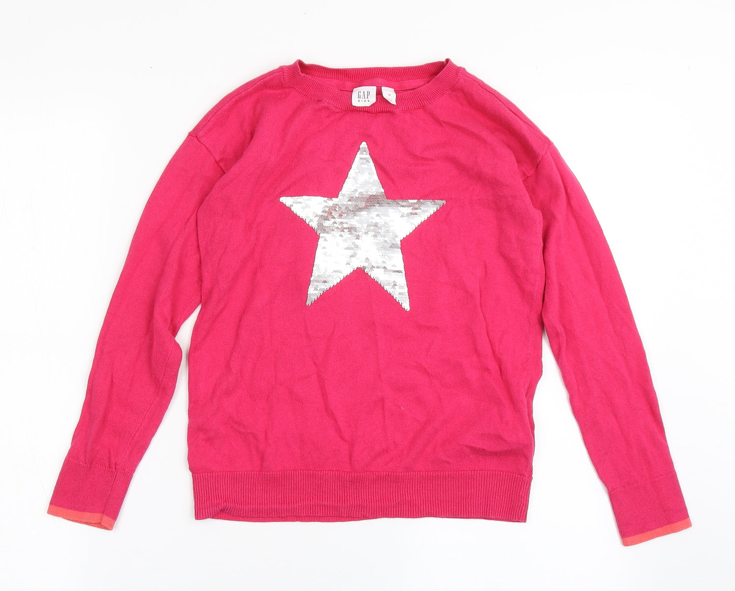 Gap  Girls Pink Round Neck  100% Cotton Pullover Jumper Size M  Pullover - Star