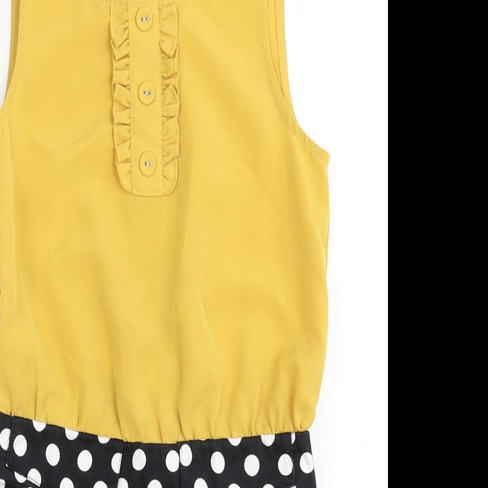 Autograph Girls Yellow Polka Dot 100% Cotton Playsuit One-Piece Size 7 Years  Zip