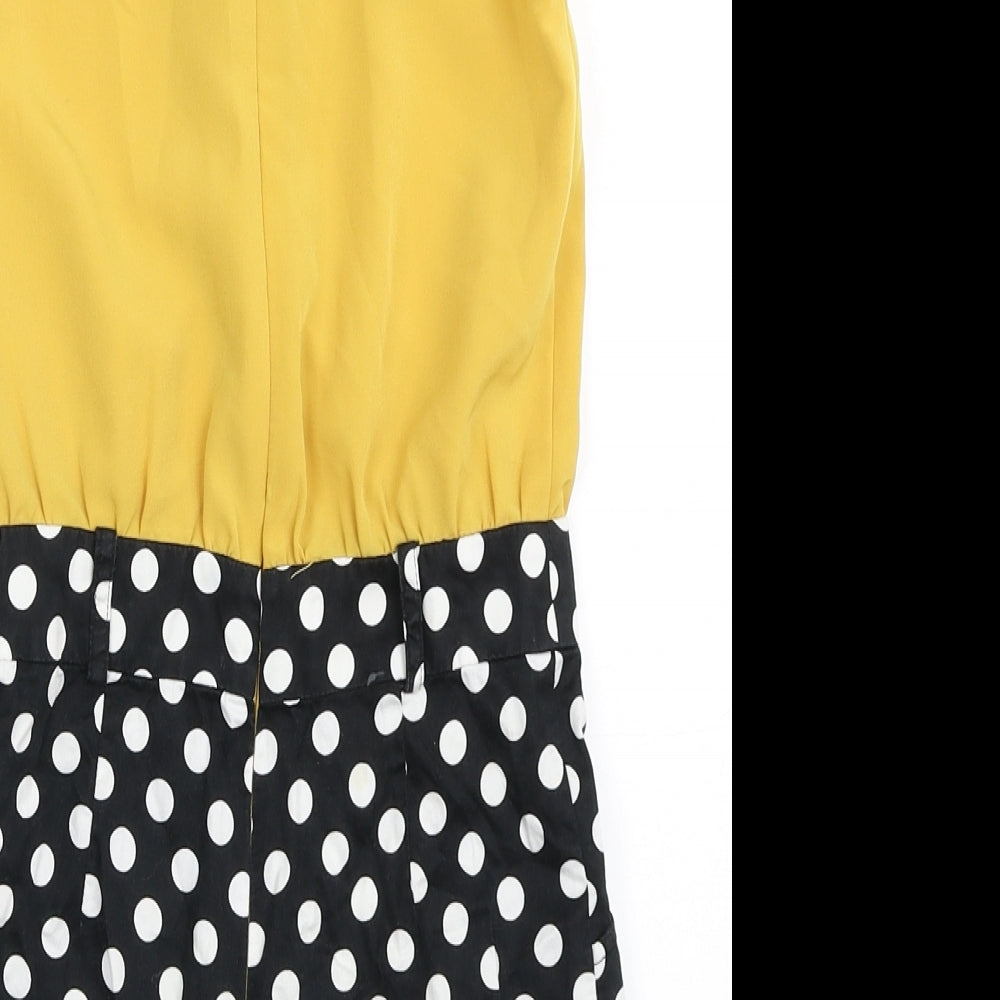 Autograph Girls Yellow Polka Dot 100% Cotton Playsuit One-Piece Size 7 Years  Zip