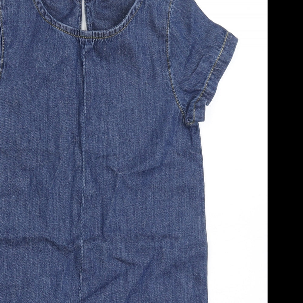 NEXT Girls Blue  100% Cotton A-Line  Size 5 Years  Round Neck Button