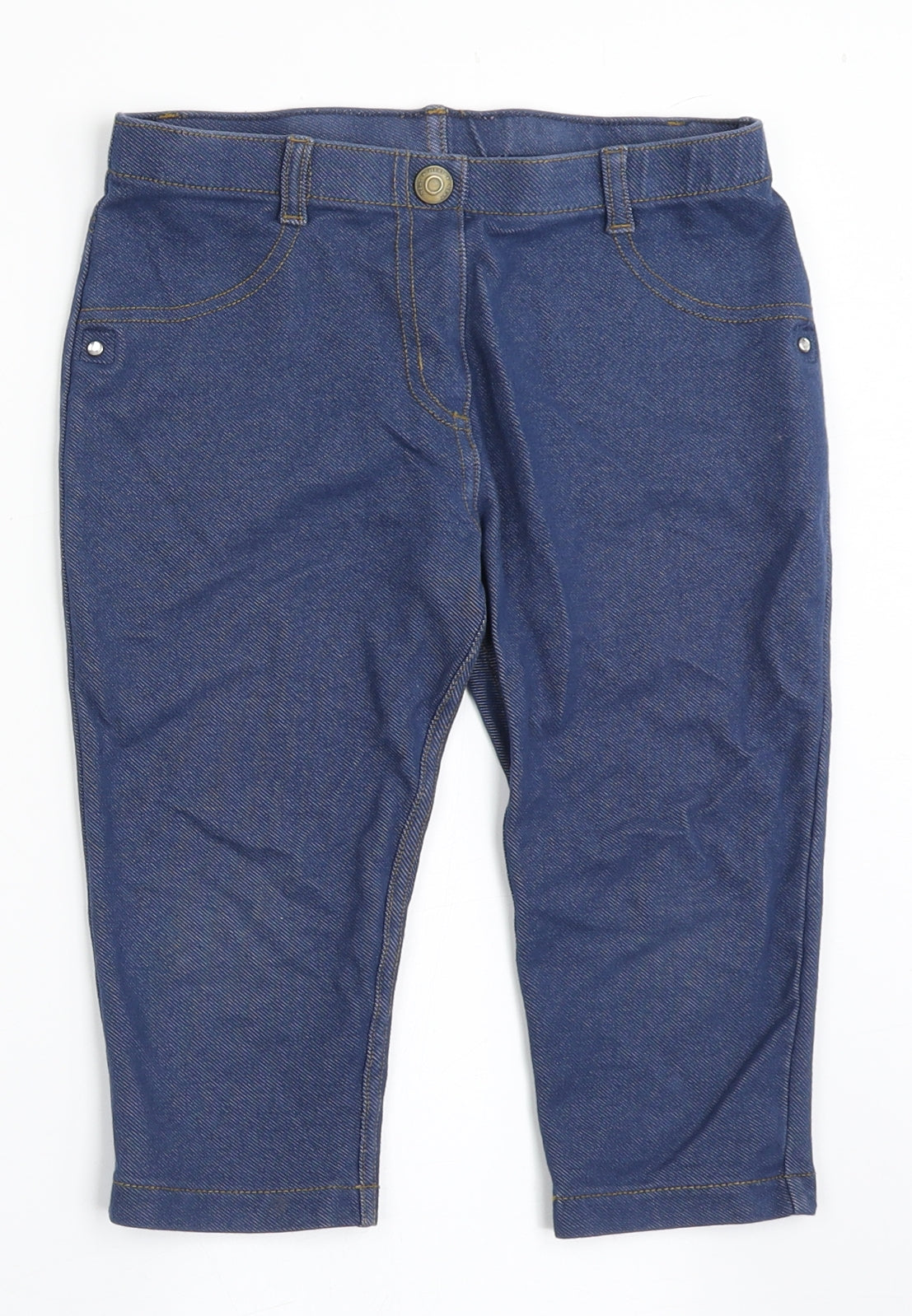 NEXT Girls Blue  Cotton Cropped Trousers Size 9 Years  Regular Pullover