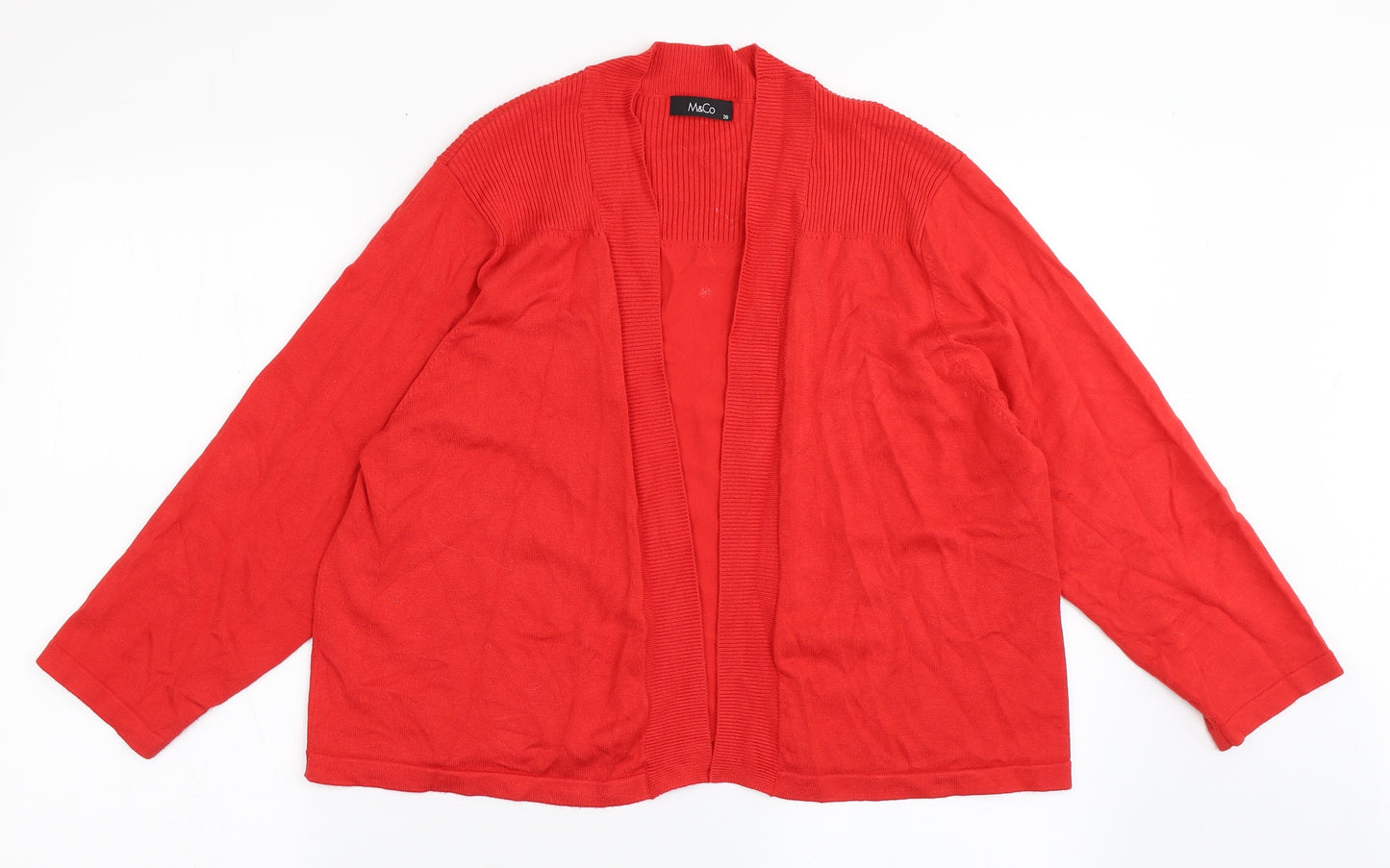 M&Co Womens Red V-Neck  Viscose Cardigan Jumper Size 20
