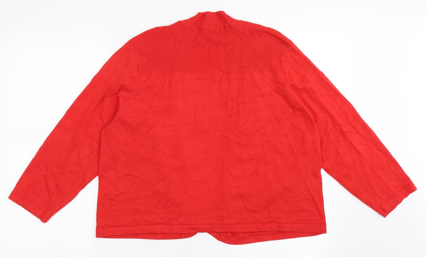 M&Co Womens Red V-Neck  Viscose Cardigan Jumper Size 20