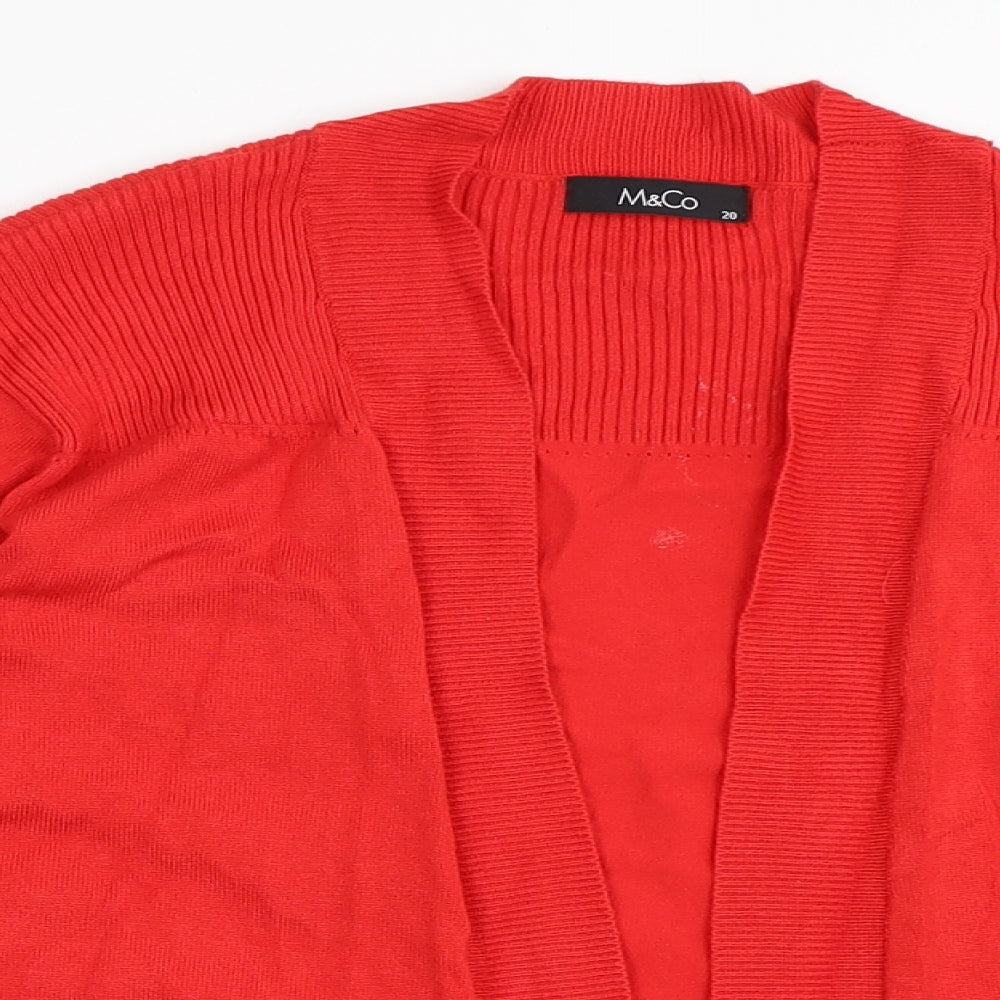 M&Co Womens Red V-Neck  Viscose Cardigan Jumper Size 20