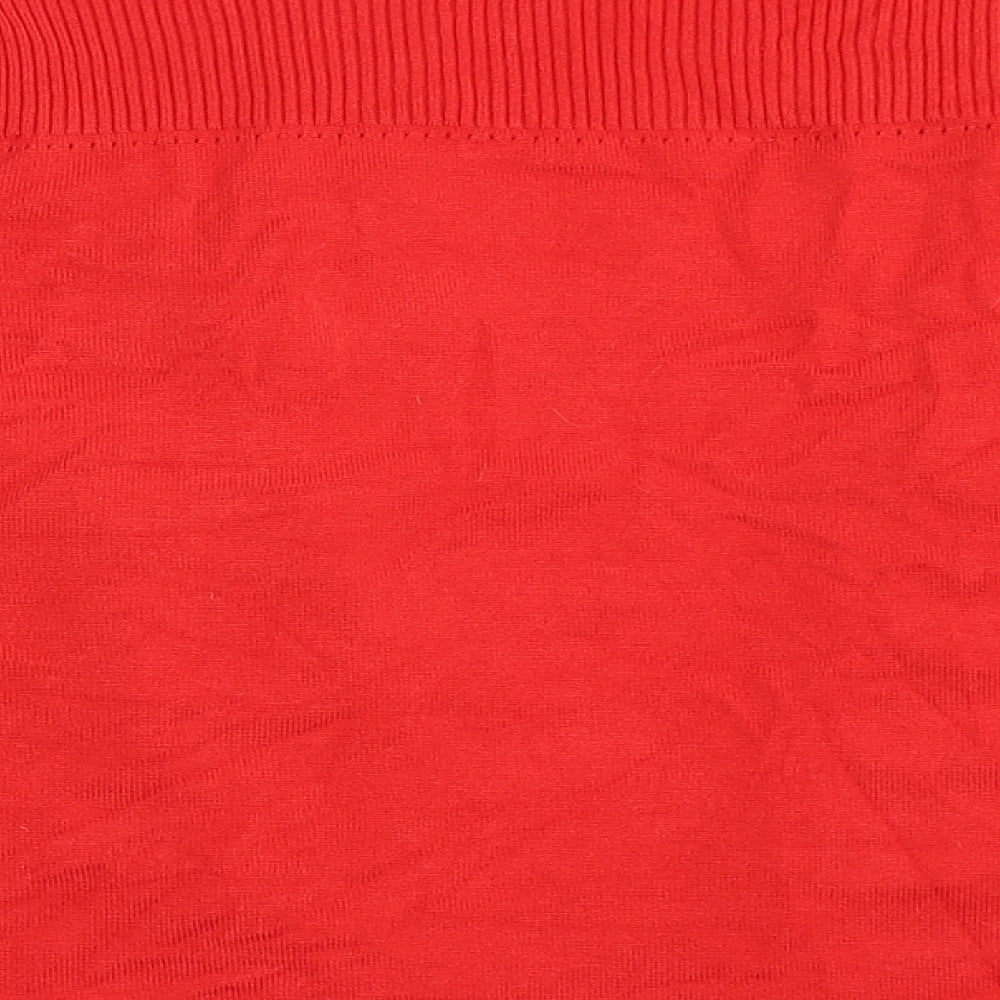 M&Co Womens Red V-Neck  Viscose Cardigan Jumper Size 20