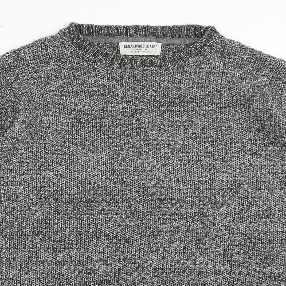 Cedar Wood State Mens Grey Round Neck  Cotton Pullover Jumper Size M
