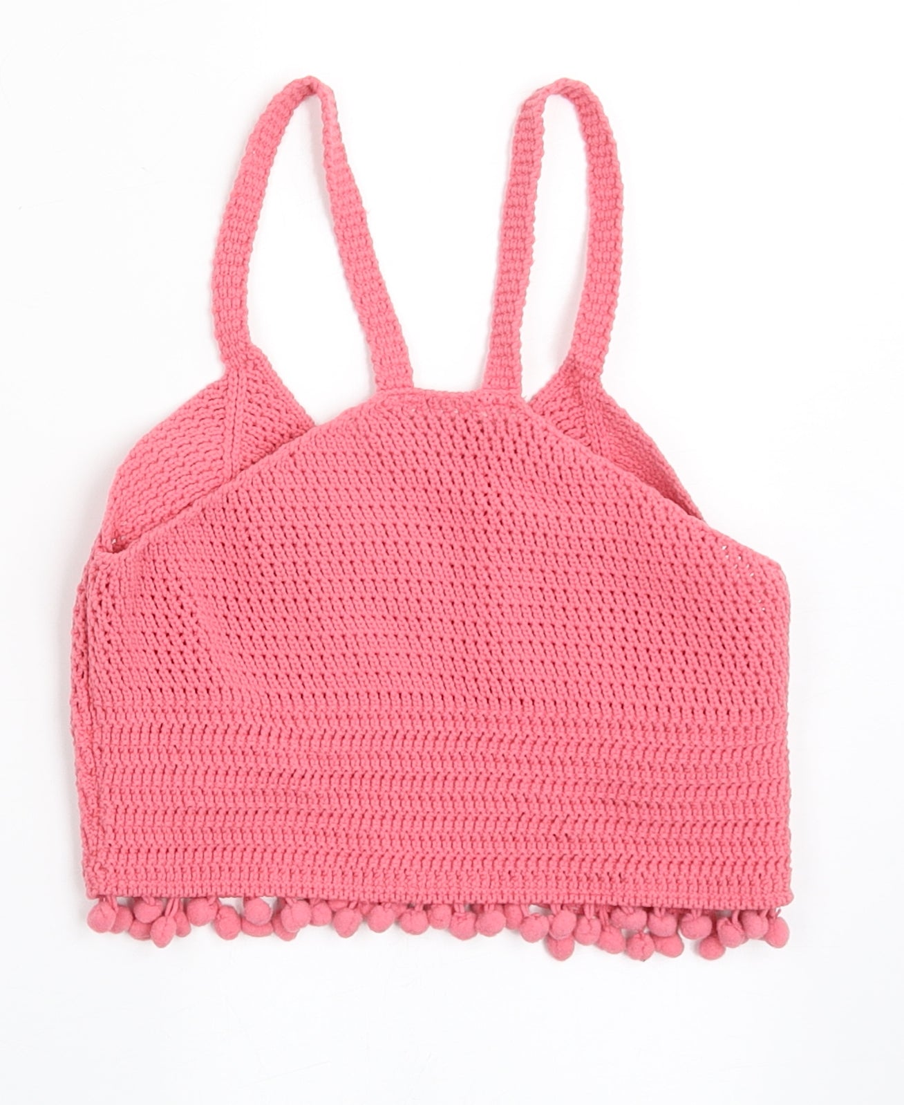 River Island Womens Pink  Polyamide Cropped T-Shirt Size 10 V-Neck