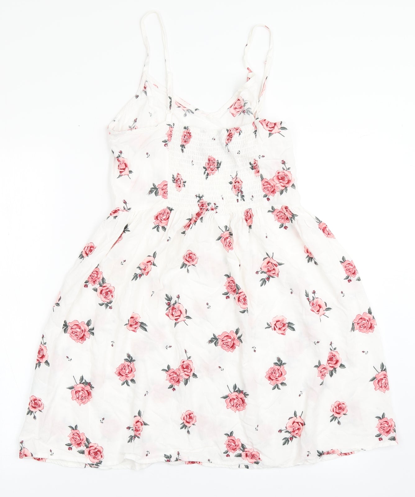 Divided by H&M Womens White Floral Viscose Fit & Flare  Size 12  V-Neck Pullover