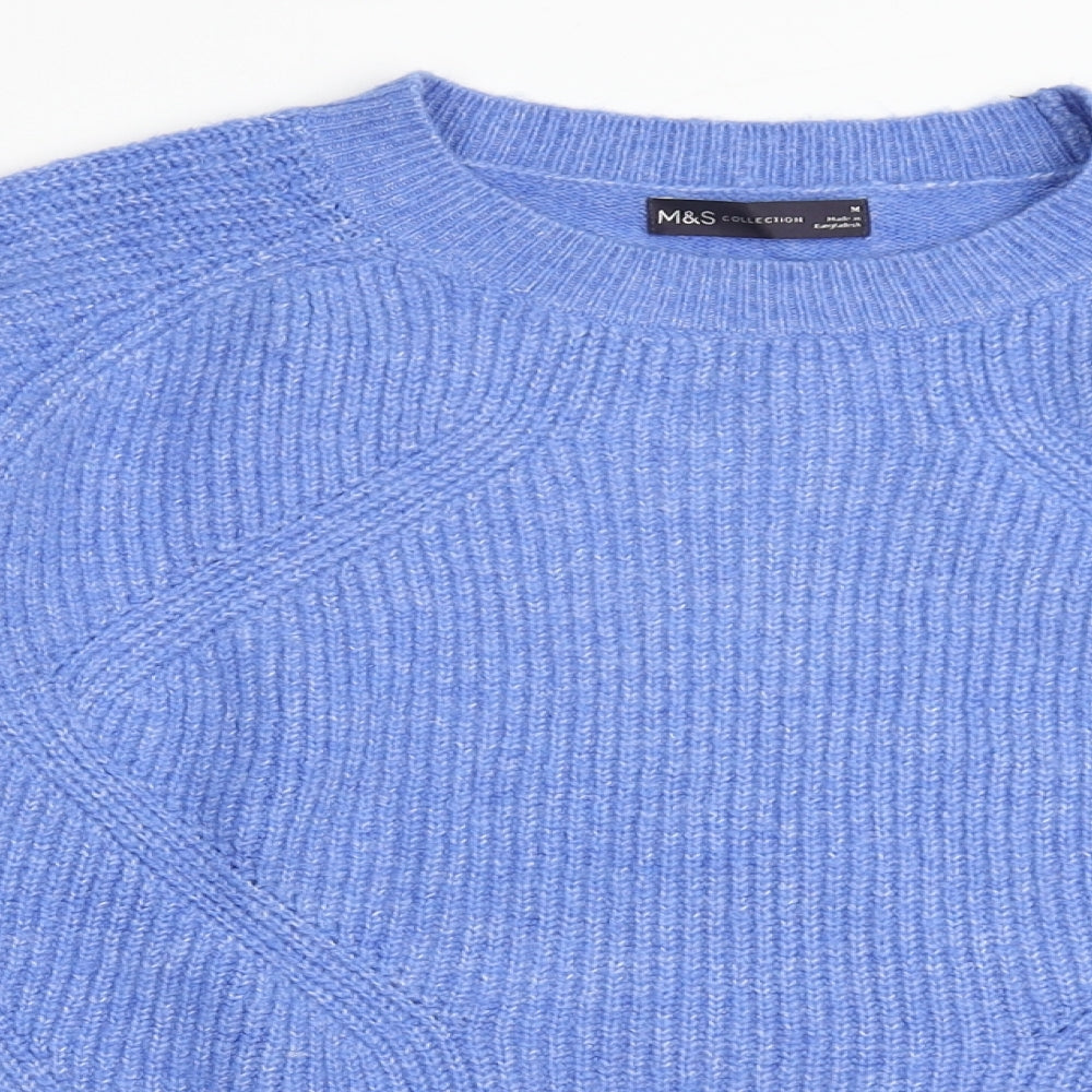 Marks and Spencer Womens Blue Round Neck  Acrylic Pullover Jumper Size M
