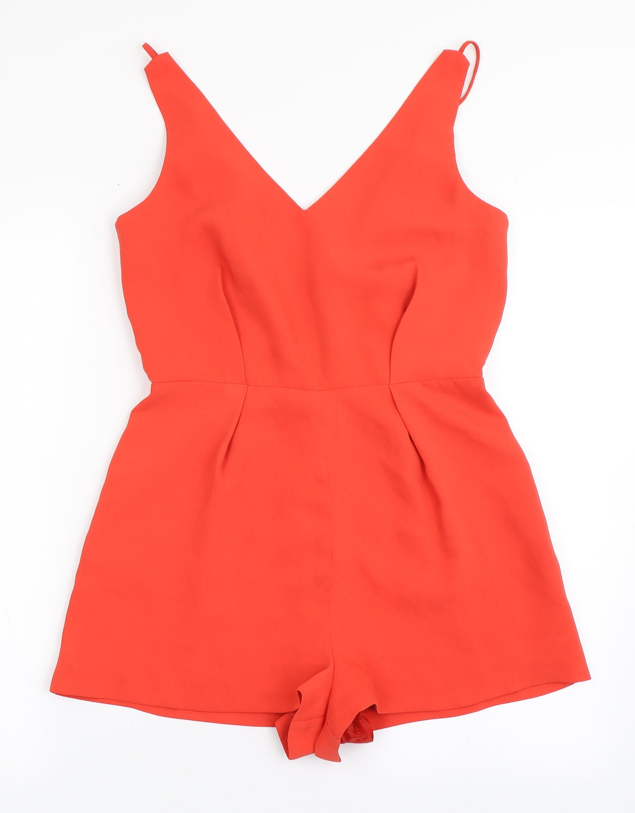 Topshop Womens Red  Cotton Playsuit One-Piece Size 8  Zip