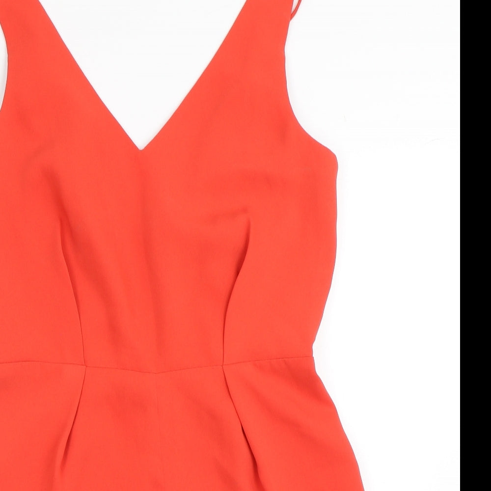 Topshop Womens Red  Cotton Playsuit One-Piece Size 8  Zip
