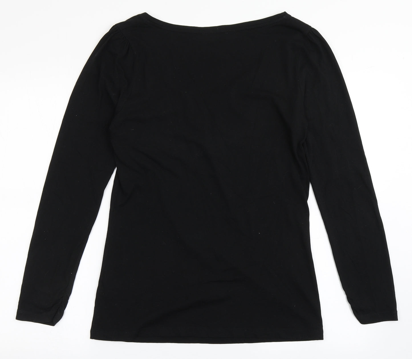 Mint Velvet Womens Black  Cotton Basic T-Shirt Size 14 Scoop Neck