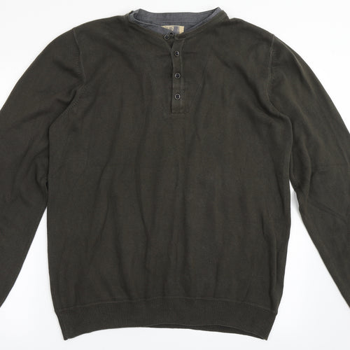 North Coast Mens Green Round Neck  Polyester Pullover Jumper Size L
