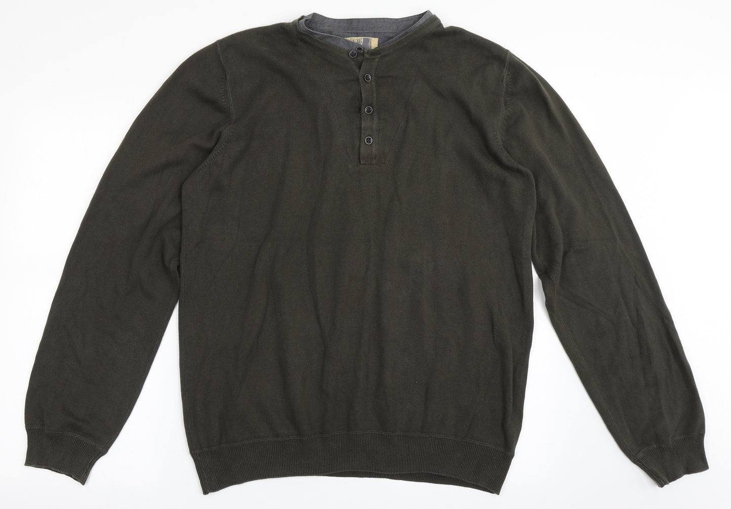 North Coast Mens Green Round Neck  Polyester Pullover Jumper Size L