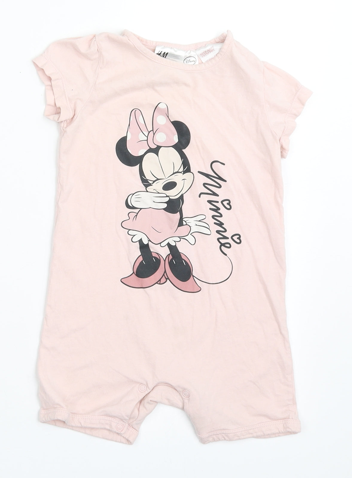 H&M  Pink  100% Cotton Babygrow One-Piece Size 12-18 Months  Snap - Minnie Mouse
