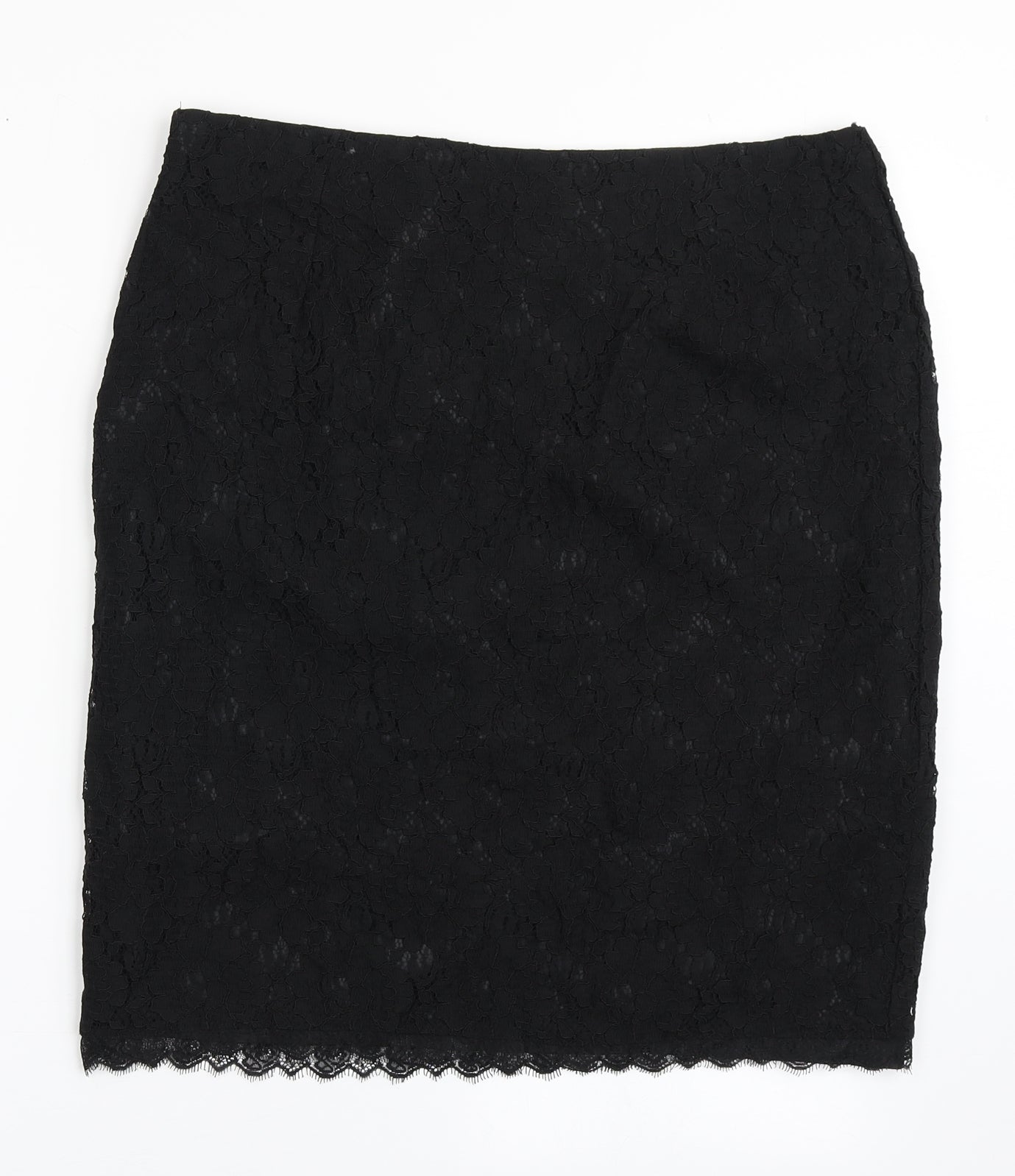 Mango Womens Black  Polyamide Straight & Pencil Skirt Size XL   Zip