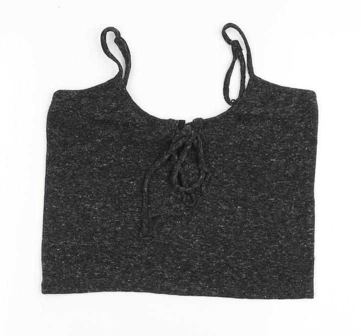 FACTORIE Womens Grey  Polyester Cropped T-Shirt Size S Round Neck