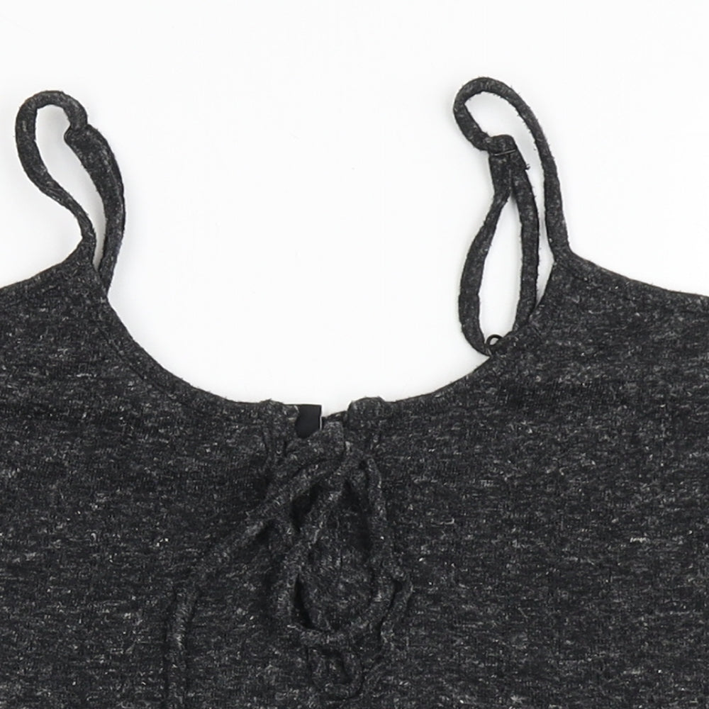 FACTORIE Womens Grey  Polyester Cropped T-Shirt Size S Round Neck