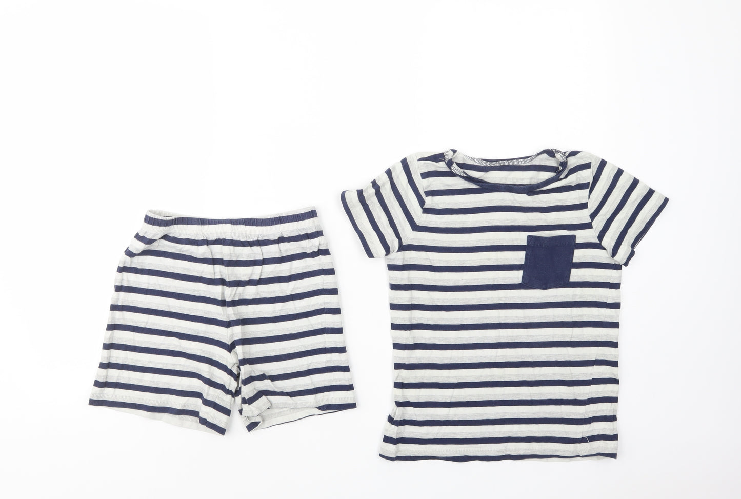 George Boys Grey Striped Cotton  Pyjama Set Size 6-7 Years  Pullover