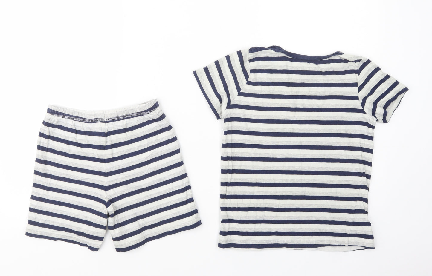 George Boys Grey Striped Cotton  Pyjama Set Size 6-7 Years  Pullover