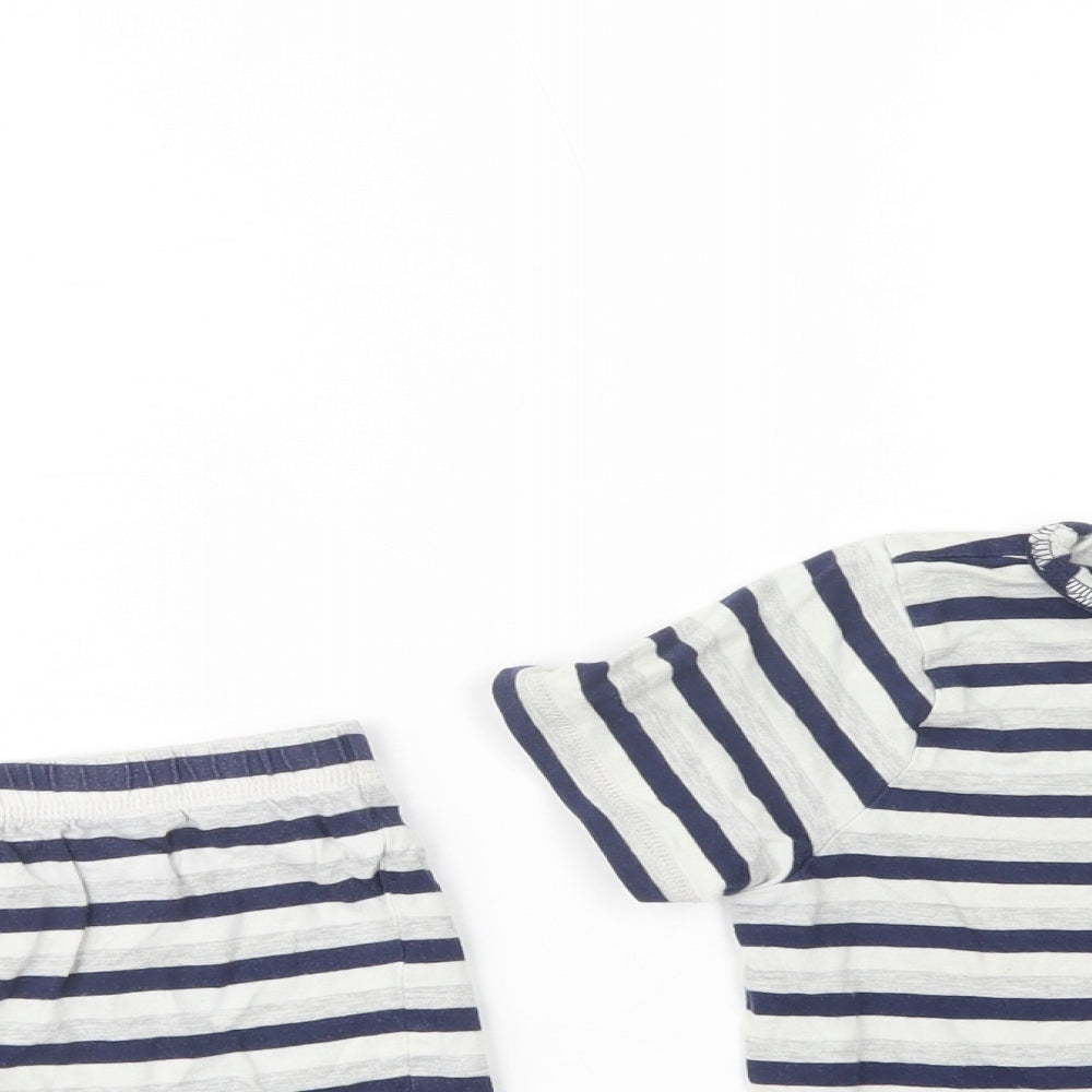 George Boys Grey Striped Cotton  Pyjama Set Size 6-7 Years  Pullover