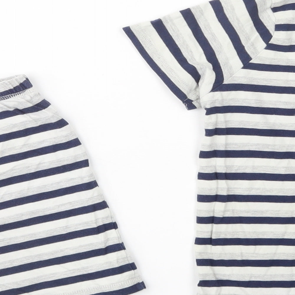 George Boys Grey Striped Cotton  Pyjama Set Size 6-7 Years  Pullover