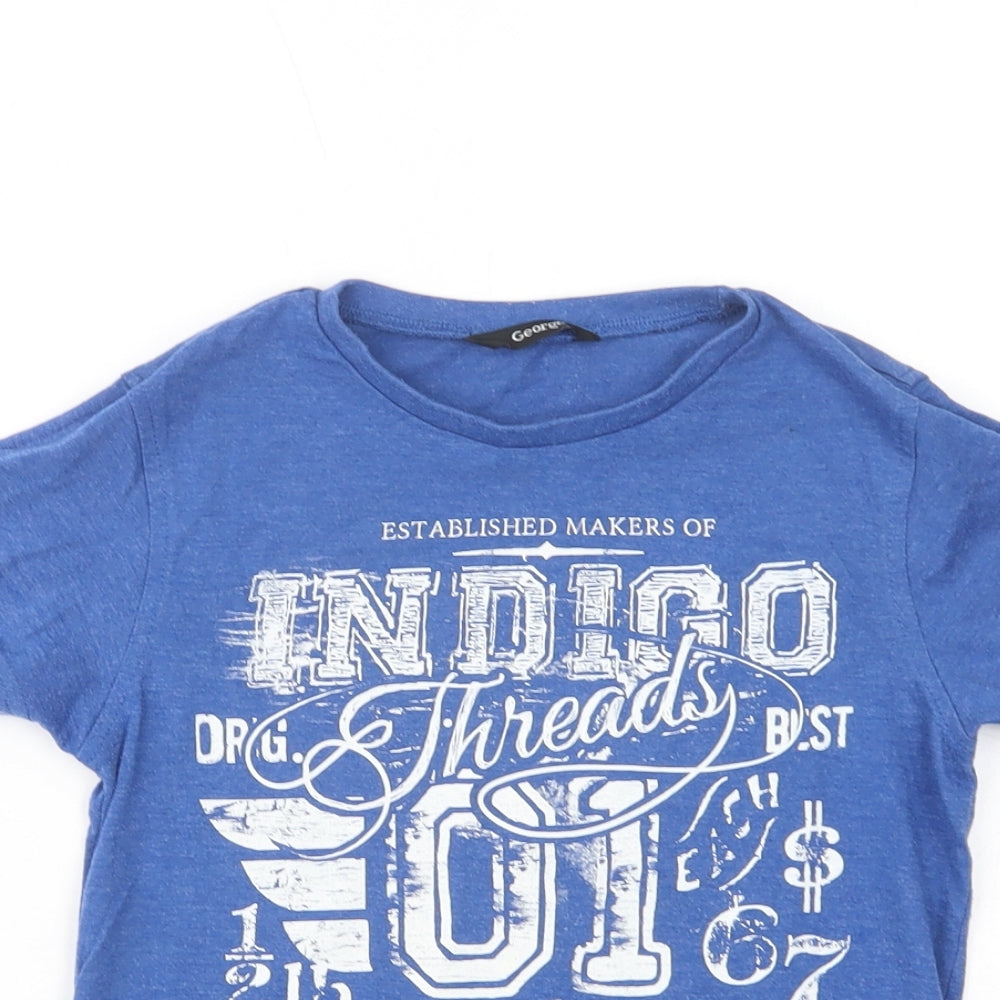 George Boys Blue  Cotton Pullover T-Shirt Size 6-7 Years Crew Neck Pullover