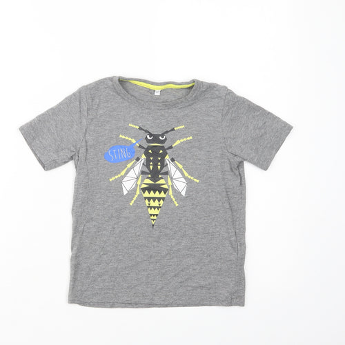 Marks Girls Grey  Cotton Pullover T-Shirt Size 4-5 Years Crew Neck Pullover - Bee Sting