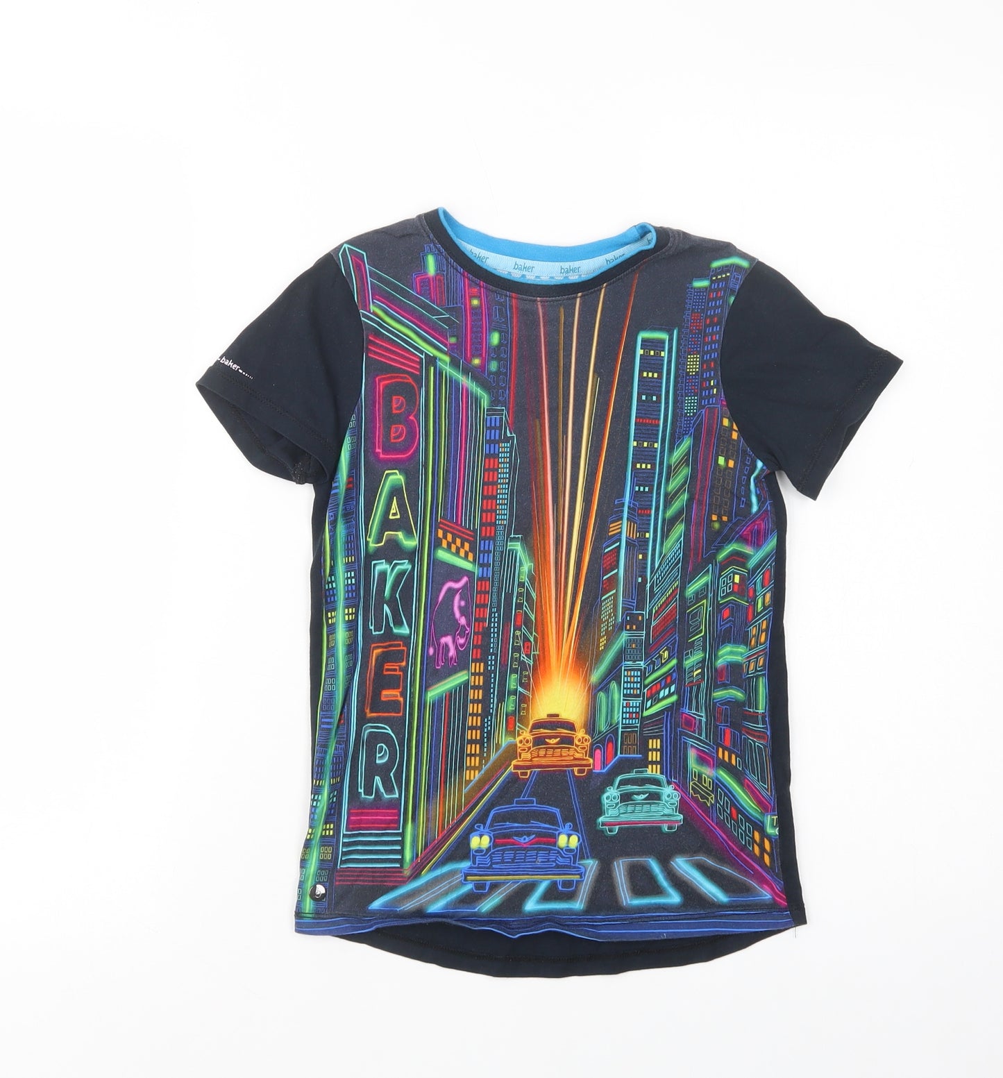 Ted Baker Boys Black  Cotton Pullover T-Shirt Size 7-8 Years Crew Neck Pullover - City Lights