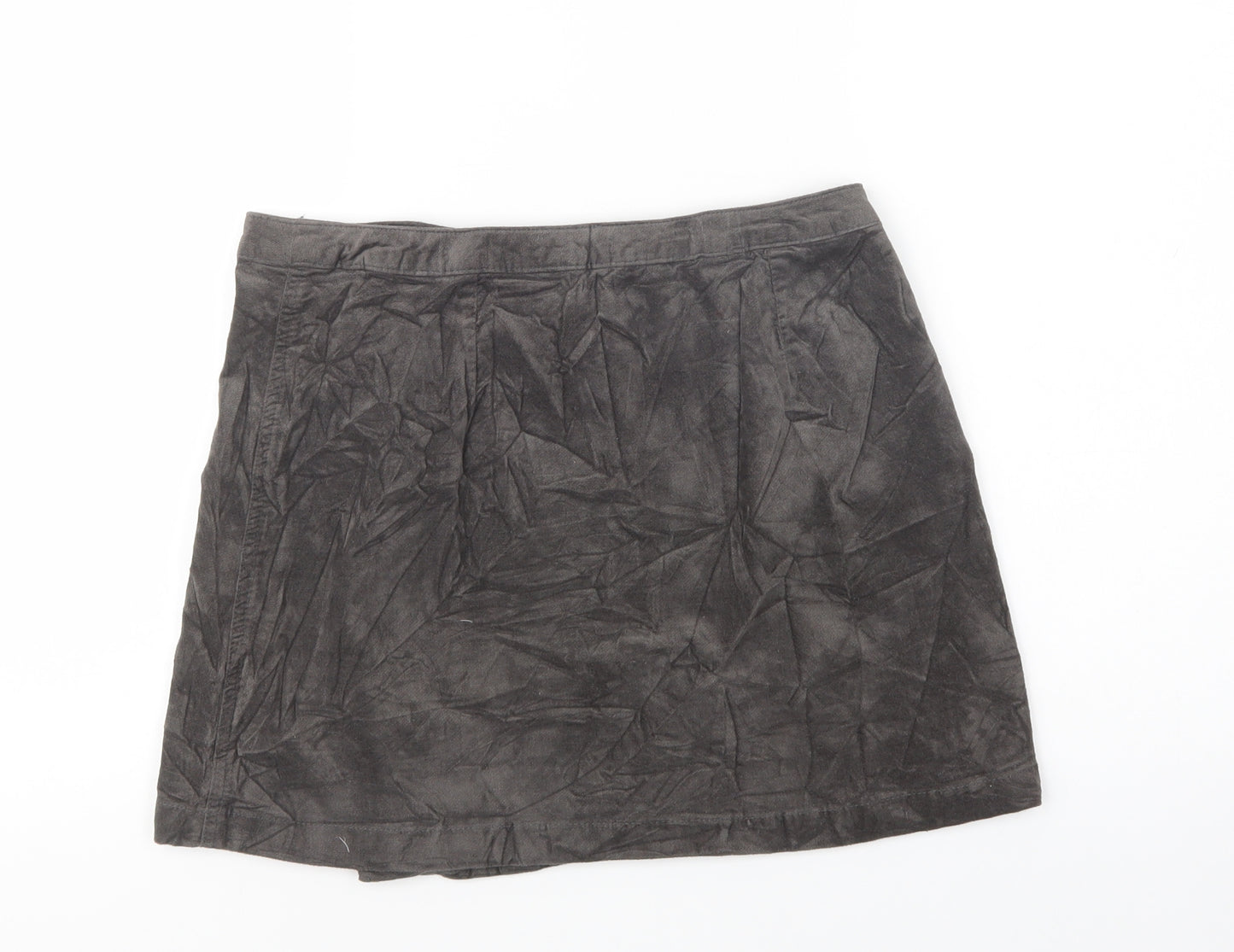 George Womens Grey  Cotton Mini Skirt Size 10   Zip