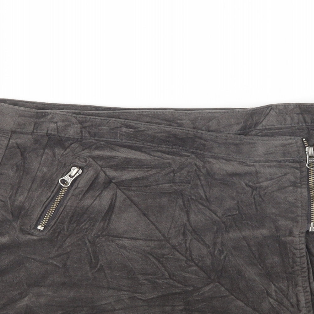 George Womens Grey  Cotton Mini Skirt Size 10   Zip